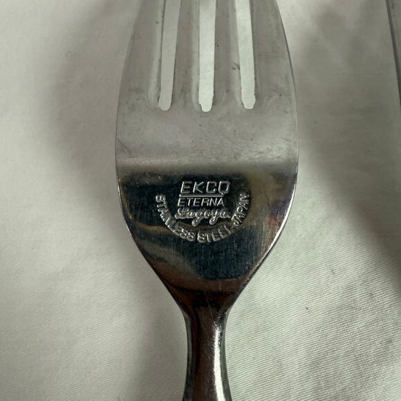 Ekco Eterna La Joya VTG Set 4 Dinner Forks Stainless Steel Faux Wood Flatware - Picture 6 of 8